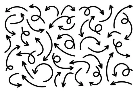 Black Hand Drawn Arrows Set on White Background. Arrow, Cursor Icon. Vector イラスト素材