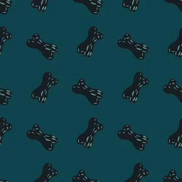 Black hand drawn bones silhouettes seamless animal pattern. Dogs food snack o Stock Illustration