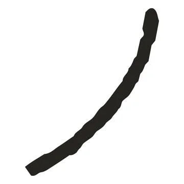 Black hand drawn crayon stripe, graphite pencil stroke, chalk curve line, vector Stock Illustration