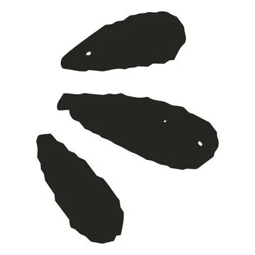 Black hand drawn crayon three smear, leaf or petal shape, vector chalk pencil Stock Illustration