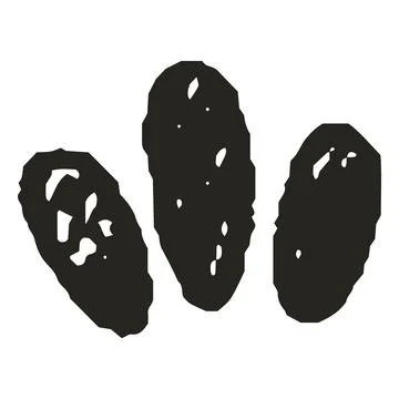 Black hand drawn crayon three smear, leaf petal shape, chalk or pencil texture Stock Illustration