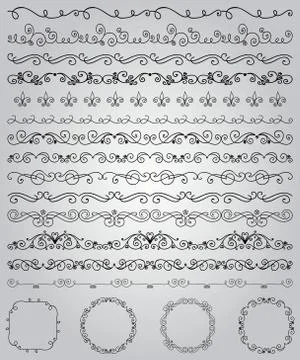 Black Hand Drawn Doodle Borders and Frames Stock Illustration
