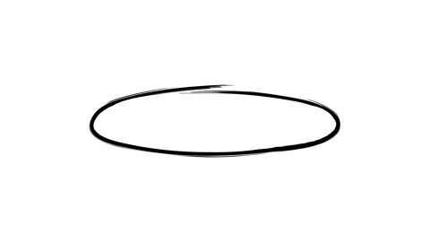 Black Hand Drawn Double Line Wide Flat Oval Circle Animation Loop. Stock Footage 337628309