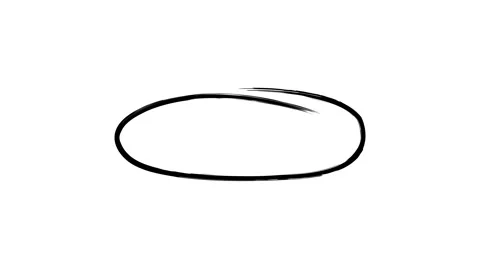 Black Hand Drawn Double Line Wide Flat Oval Circle Animation Loop. Stock Footage 337628334