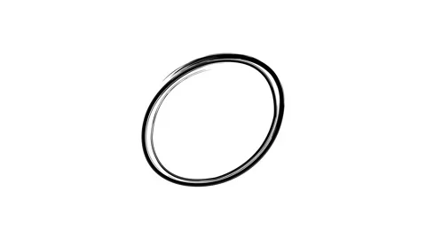 Black Hand Drawn Double Line Round Circle Animation Loop. Sketched Brush Str Stock Footage 337628417