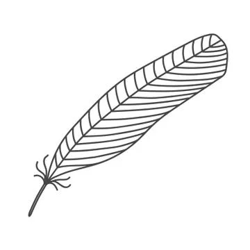 Black hand drawn feather Stock Illustration