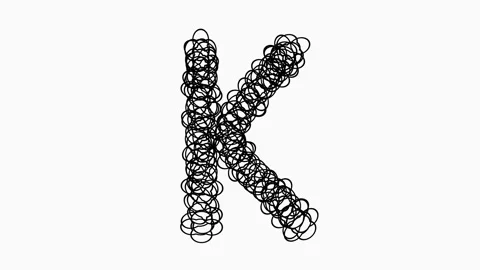 Black Hand Drawn Letter K On White Background For Education Concepts Stock Footage 322909688