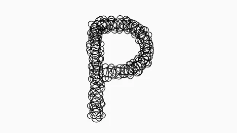 Black Hand Drawn Letter P On White Background For Education Concepts Stock Footage 322909734