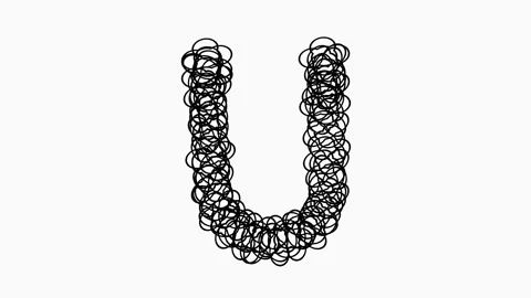Black Hand Drawn Letter U On White Background For Education Concepts Stock Footage 322909774