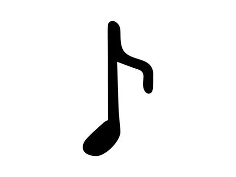 Black hand drawn musical note isolated on a white background. Concept of music Stock Illustration