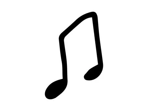 Black hand drawn musical note silhouette isolated on a white background. Concept Stock Illustration