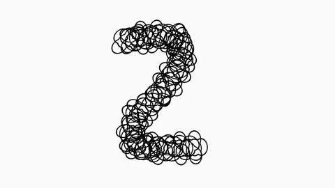Black Hand Drawn Number 2 On White Background For Education And Ranking Concepts Stock Footage 322513894