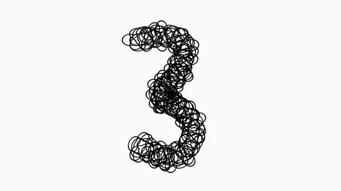 Black Hand Drawn Number 3 On White Background For Education And Ranking Concepts Stock Footage 322513893