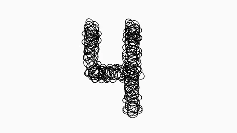 Black Hand Drawn Number 4 On White Background For Education And Ranking Concepts Stock Footage 322513898