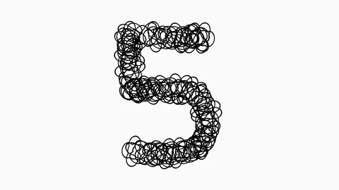 Black Hand Drawn Number 5 On White Background For Education Stock Footage 322513899