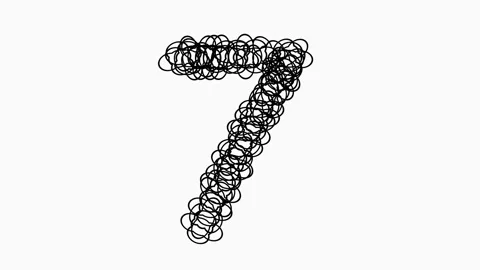 Black Hand Drawn Number 7 On White Background For Education And Ranking Concepts Stock Footage 322513871