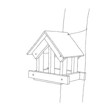Black hand drawn outline vector illustration of A birdhouse or squirrel house Ilustração Stock
