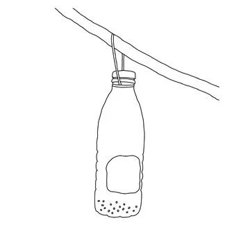 Black hand drawn outline vector illustration of A plastic transparent bottle Ilustração Stock