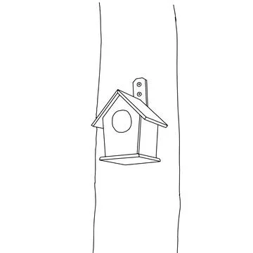 Black hand drawn outline vector illustration of A birdhouse for birds from ne Ilustração Stock