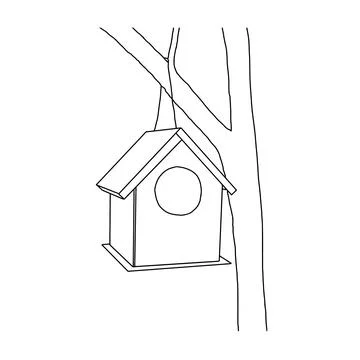 Black hand drawn outline vector illustration of A birdhouse for birds from ne Ilustração Stock
