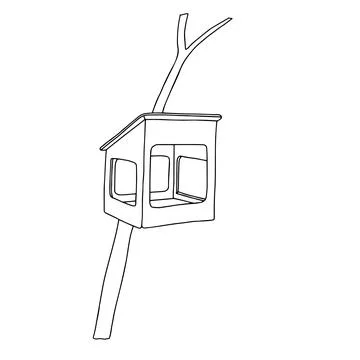 Black hand drawn outline vector illustration of A birdhouse or squirrel house Stock Illustration