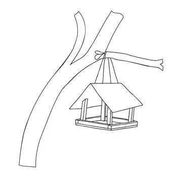 Black hand drawn outline vector illustration of A birdhouse for birds from ne Ilustração Stock