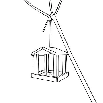 Black hand drawn outline vector illustration of A birdhouse or squirrel house Stock Illustration