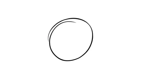 Black Hand Drawn Round Circle Animation Loop. Sketched Thin Brush Stroke Stock Footage 337628296