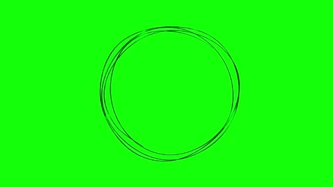 Black hand drawn scribble circle frame looped animation on green screen Stock Footage 347649456