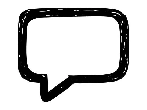 Black hand drawn speech bubble icon isolated on white background. Concept of Stock Illustration