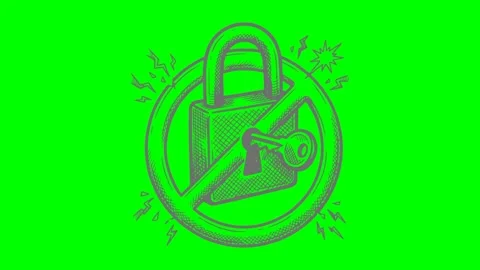 Black hand drawn style access denied concept icon config white illumination Stock Footage 336641944