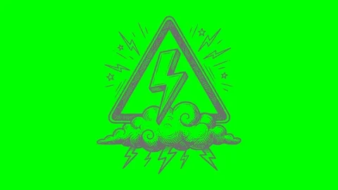 Black hand drawn style electrical storm warning signage animation Stock Footage 335878265