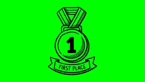 Black hand drawn style first place medal Stock Footage 335217473