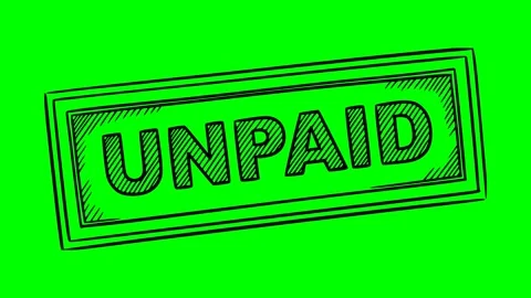 Black hand drawn style rubber stamp unpaid animation Stock Footage 335885191