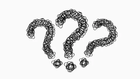 Black Hand Drawn Three Question Mark On White Background For Asking Concepts Stock Footage 322909603