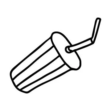 Black hand-drawn vector illustration of One glass of fresh cold fruit juice w Stock Illustration