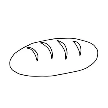 Black hand-drawn vector illustration of bread isolated on a white background Illustrazione stock