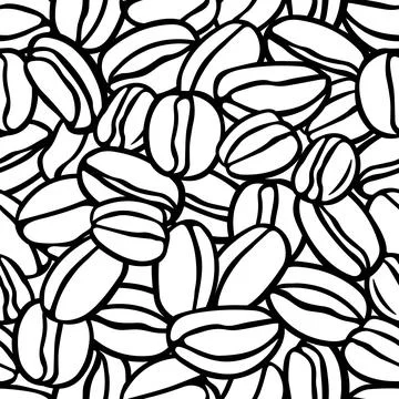 A Black hand drawn vector illustration of group of coffee beans isolated on a 库存插图
