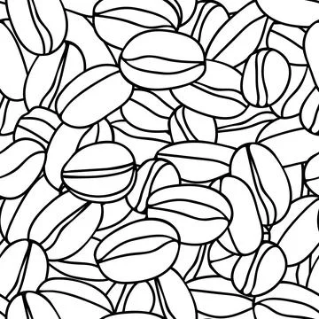 A Black hand drawn vector illustration of group of coffee beans isolated on a 스톡 일러스트
