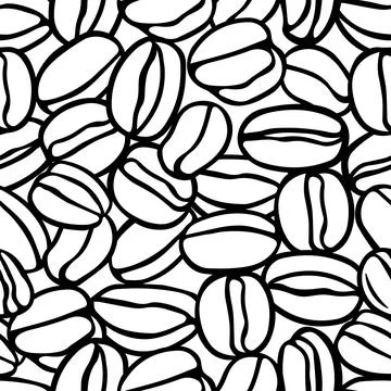 Black hand drawn vector illustration of group of coffee beans isolated on a.. Illustrazione stock