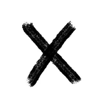 Black hand drawn X mark brush stroke on transparent background Stock Illustration