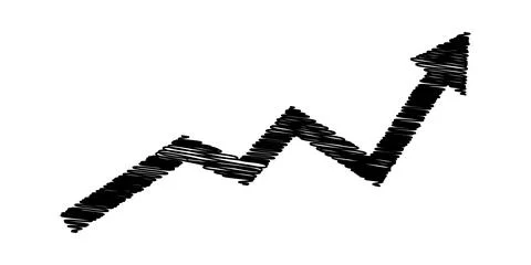 Black hand drawn zigzag scribble arrow pointing up representing growth Stock Illustration