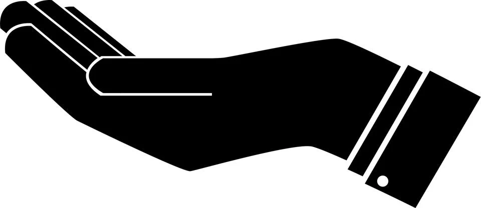 The black hand logo. to request something. a symbol of caring Stock Illustration