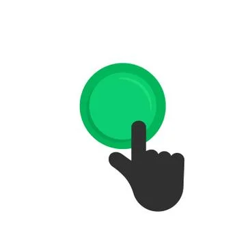 Black hand pushing on green button Ilustración de archivo