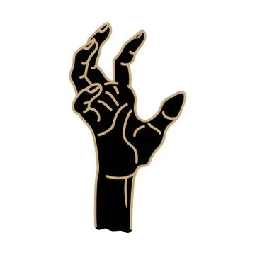 A black hand on a white background with beige contour lines is isolated on a Stock Illustration
