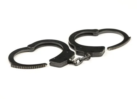 Black handcuffs Stock Photos