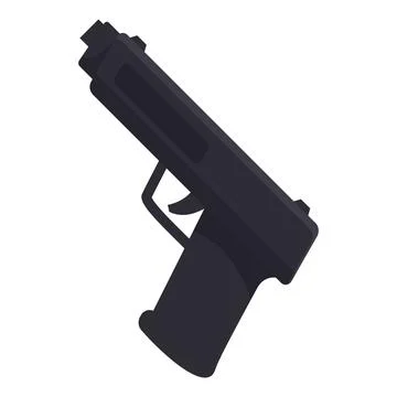 Black handgun pointing diagonally down isolated on white background Stock Illustration