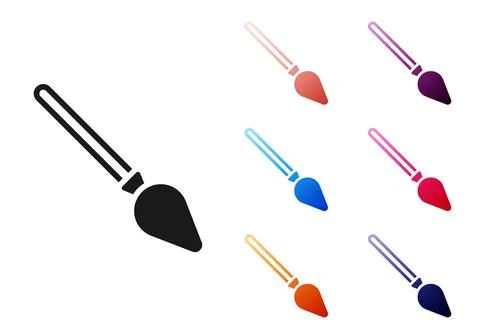 Black Handle broom icon isolated on white background. Cleaning service concept Illustration