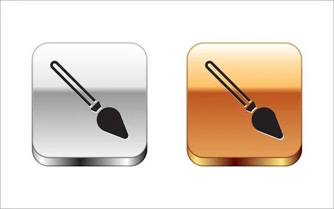 Black Handle broom icon isolated on white background. Cleaning service concept Illustration