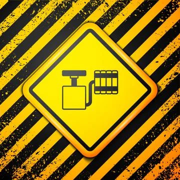 Black Handle detonator for dynamite icon isolated on yellow background. Warning Stockillustratie